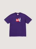 Supreme Stick Tee Purple with Supreme box logo and stick figures having sex, artwork by Myles Underwood, front view Supreme Stick Tee - Image 5 | Authenticated at Pieces Los Angeles