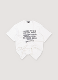 Raf Simons Stray Souls Poem Tee Shirt White (Pre-Owned) with printed poem graphic, thin ribbed neck, front view Raf Simons Stray Souls Poem Tee White (Pre-Owned) - Image 1 | Authenticated at Pieces Los Angeles