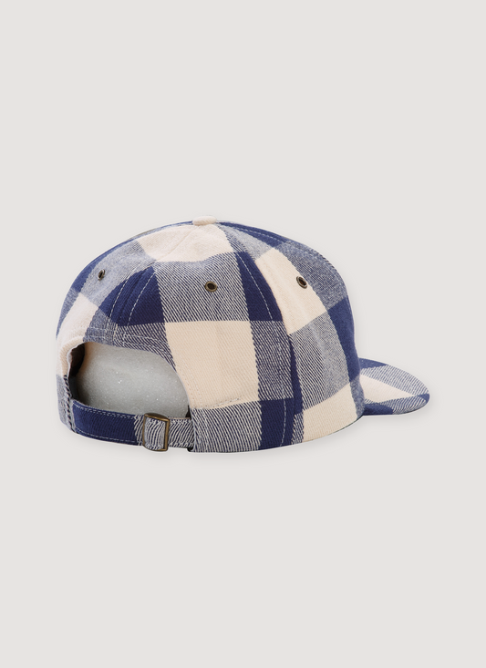 Pieces Street Hat Cream Navy Plaid