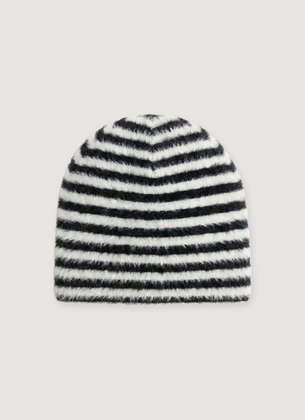Vague Studios Striped Shag Beanie Black White