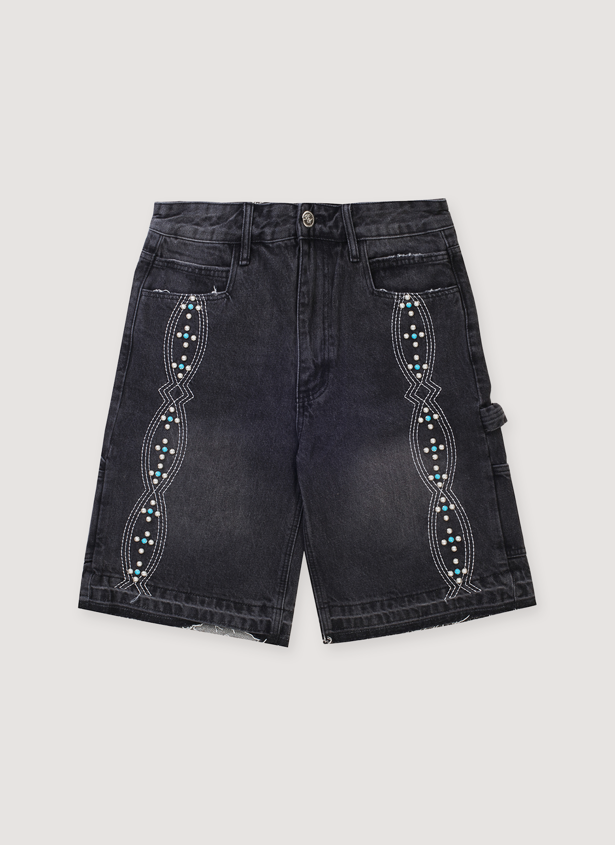 Boredom Kills Studded Jorts Washed Black
