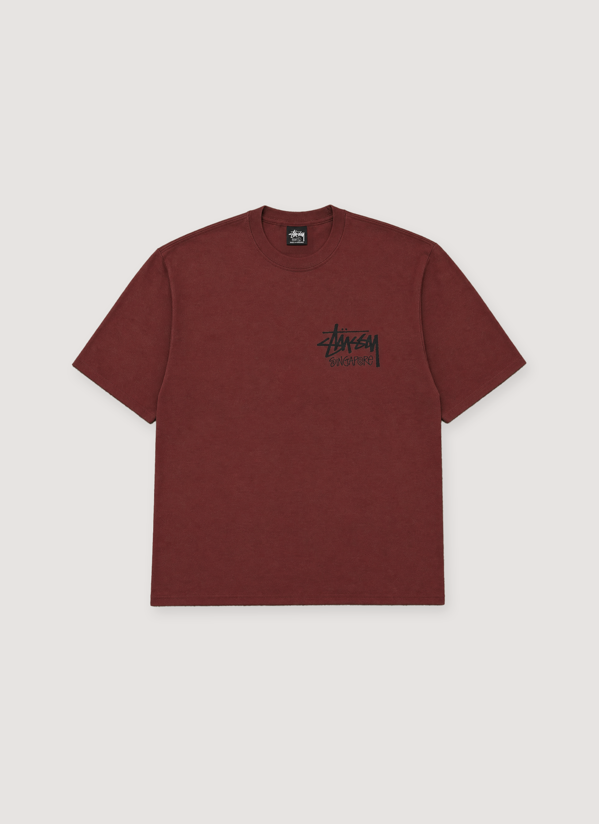 Stussy Singapore Pigment Dye Tee Oxblood Stussy Singapore Pigment Dye Tee Oxblood - Image 1 | Authenticated at Pieces Los Angeles