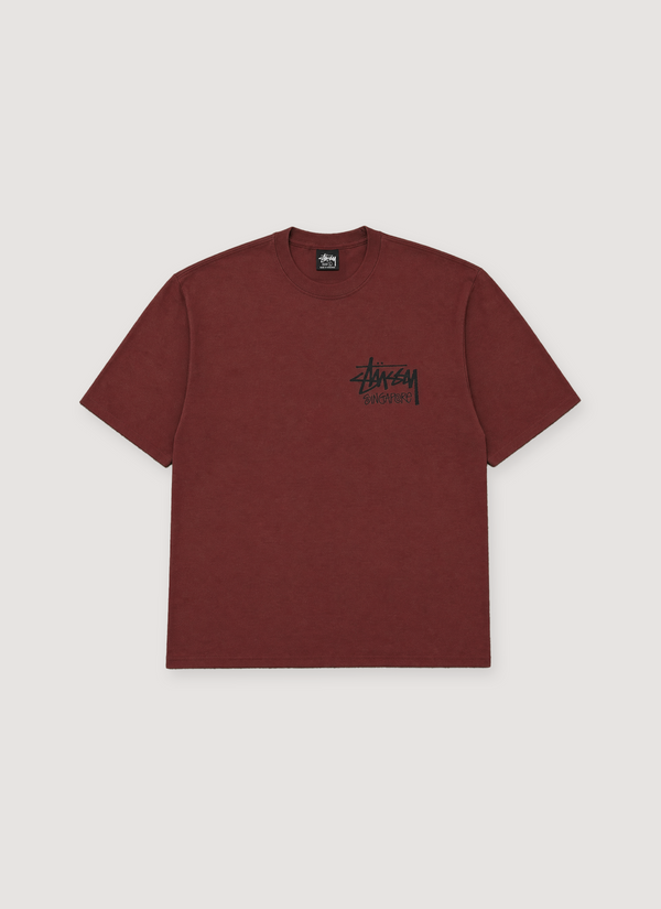 Stussy Singapore Pigment Dye Tee Oxblood Singapore Pigment Dye Tee Oxblood - Authenticated T-shirts | Pieces Los Angeles