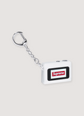 Supreme Digital Camera Keychain white ultra compact digital mini camera with printed SUpreme logo, 32 GB TF card, lanyard and clip keyrin, back view Supreme Digital Camera Keychain - Image 2 | Authenticated at Pieces Los Angeles