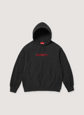 Supreme Swarovski Motion Logo Sweatshirt Black with crossgrain brushed-back fleece material, rib gussets, pouch pocket, and Swarovski crystal logo applique, red Supreme logo, front view Supreme Swarovski Motion Logo Sweatshirt Black - Image 1 | Authenticated at Pieces Los Angeles