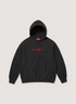 Supreme Swarovski Motion Logo Sweatshirt Black with crossgrain brushed-back fleece material, rib gussets, pouch pocket, and Swarovski crystal logo applique, red Supreme logo, front view