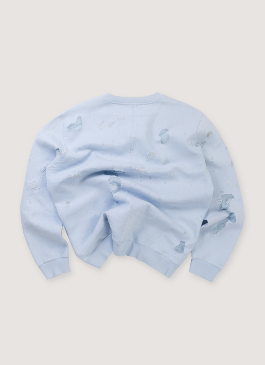 Givenchy Distressed Logo Sweater Light Blue (Pre-Owned)
