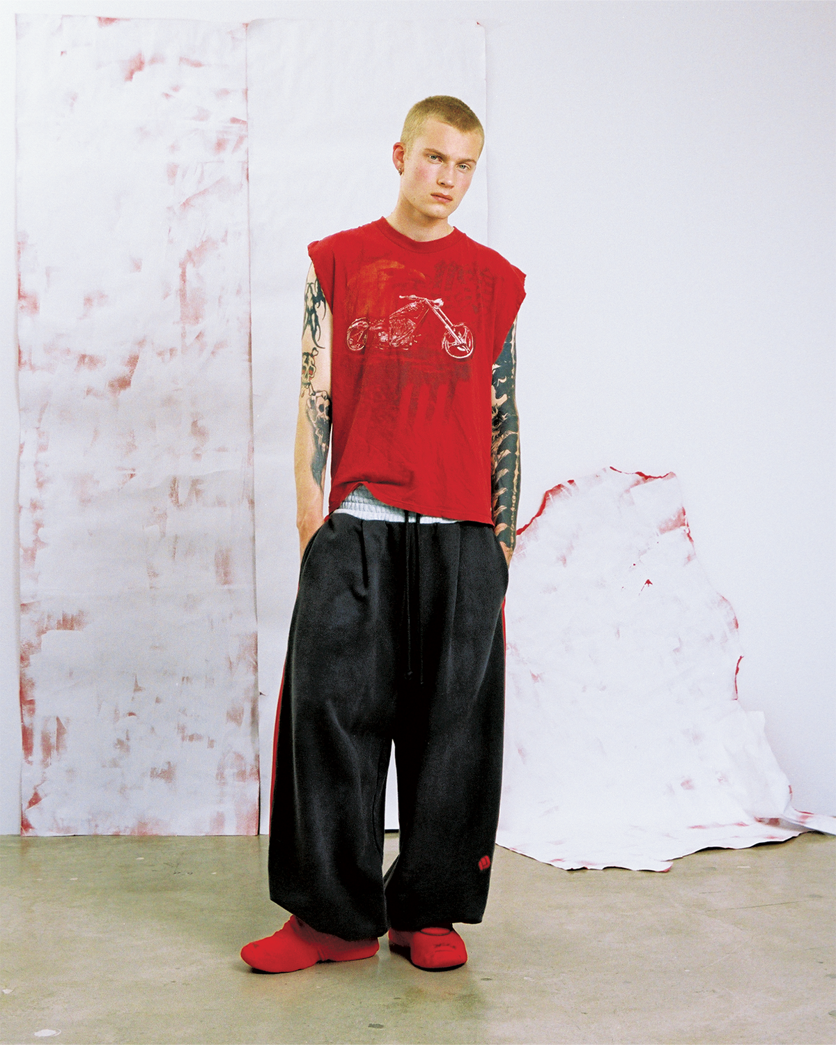 Model wearing New Age sweatpants — Pieces Los Angeles