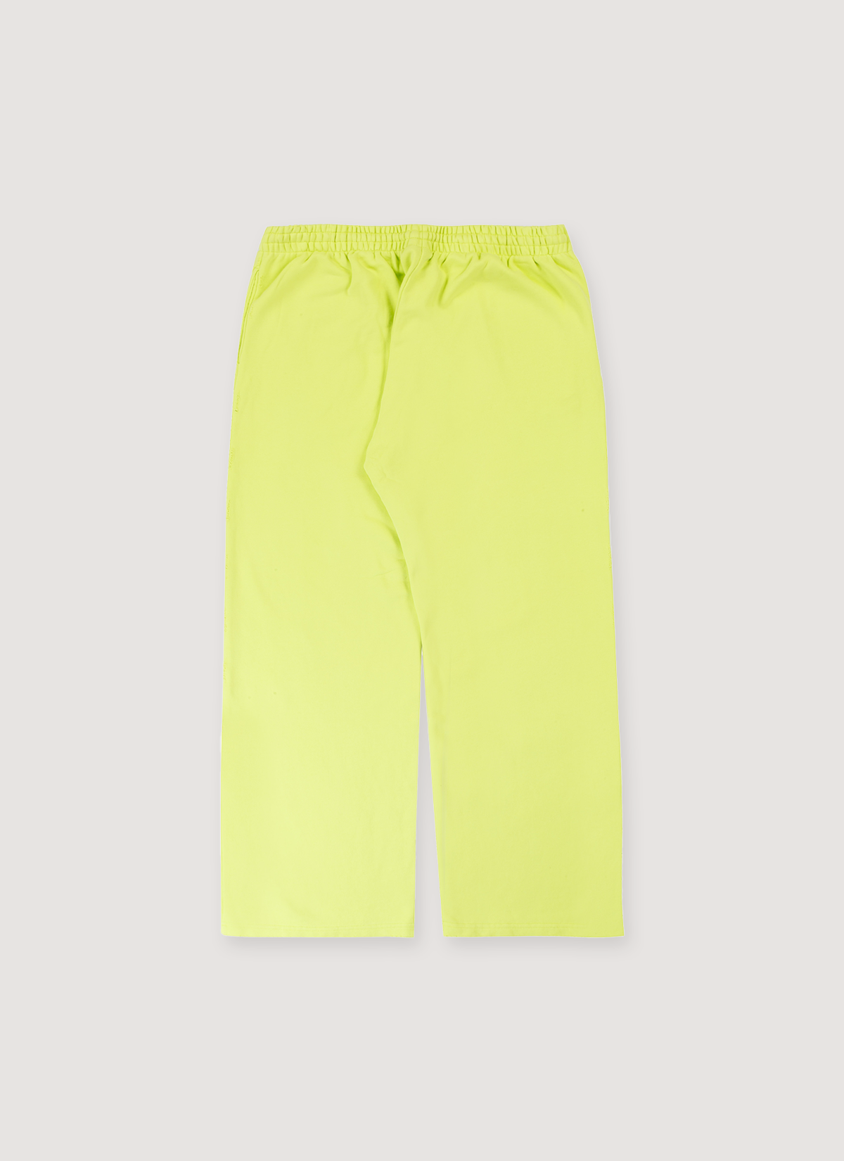 GV Gallery Limon Sweatpants Lime Green with French terry cotton, elasticated waist with drawcord, branded drawcords, slight distressing, printed logo, wide leg fit, back view