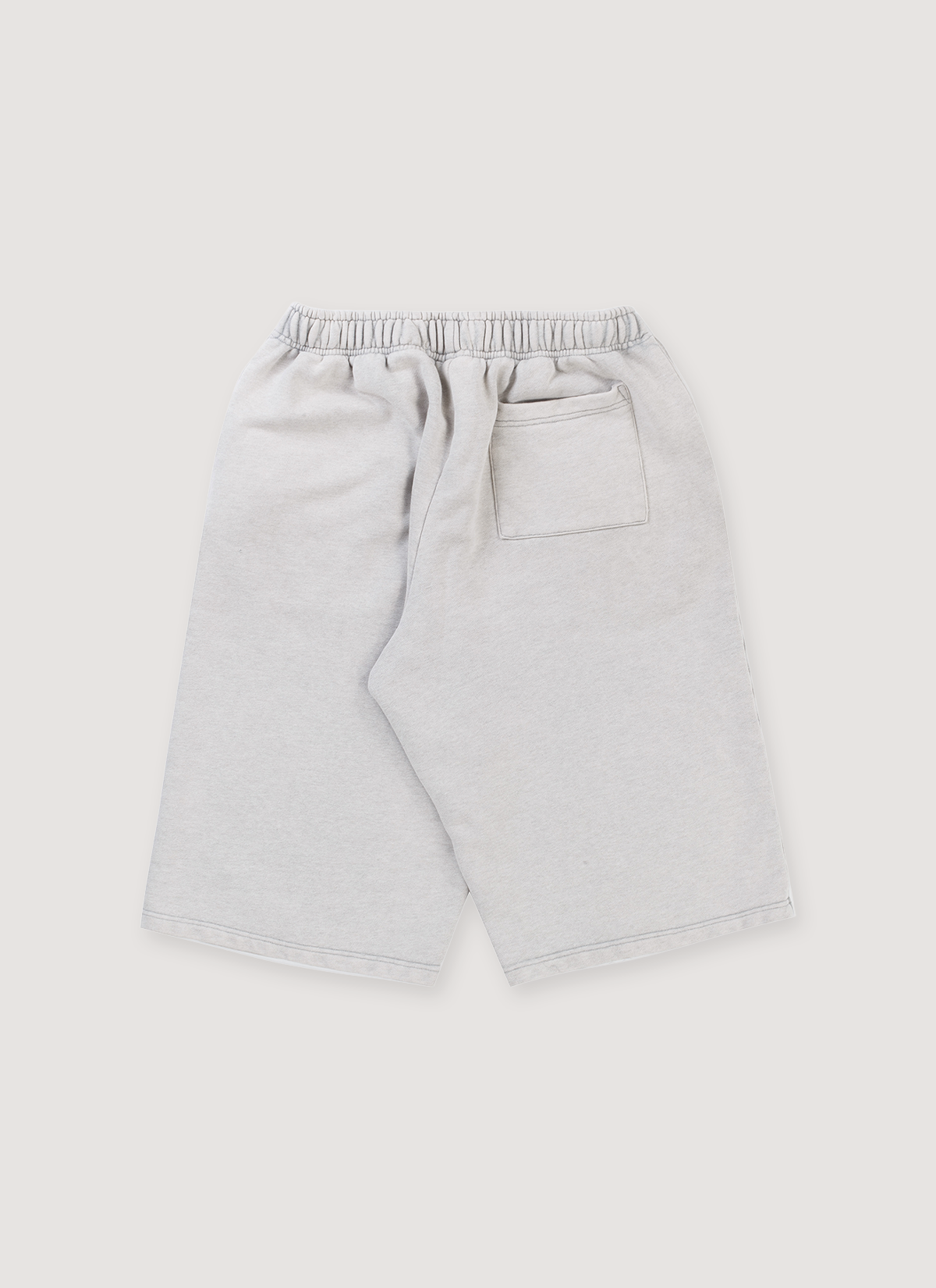 Boredom Kills BK Jean Sweatshorts Grey with elasticated waist, adjustable drawstring, printed denim patterhn rivet and embroidery design, back view