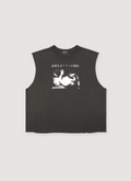 Enfants Riches Déprimés Sweet Surrender Of Alice Cutoff Faded Black tank top short front view Enfants Riches Déprimés Sweet Surrender of Alice Cut Off Faded Black - Image 1 | Authenticated at Pieces Los Angeles
