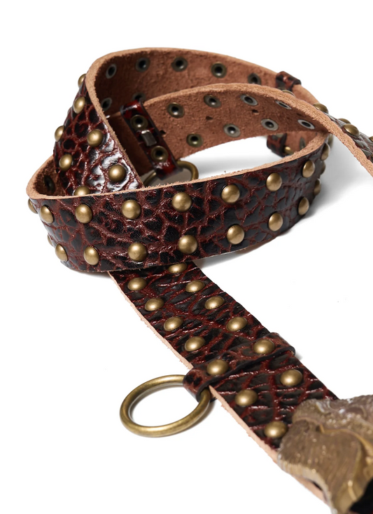 Richill Melancholy Winged Sword Insignia Studded Belt Brown