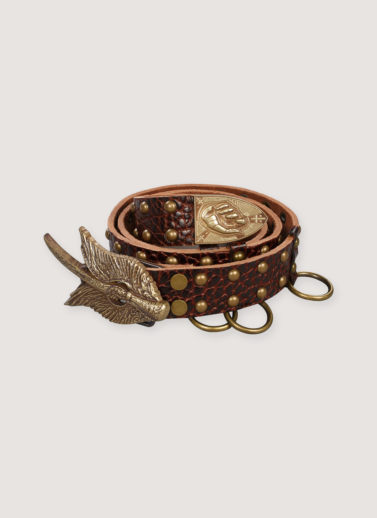 Richill Melancholy Winged Sword Insignia Studded Belt Brown