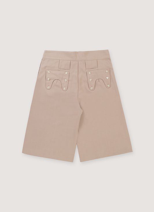 Neaux Doubt Western Arc Pleated Shorts Tan