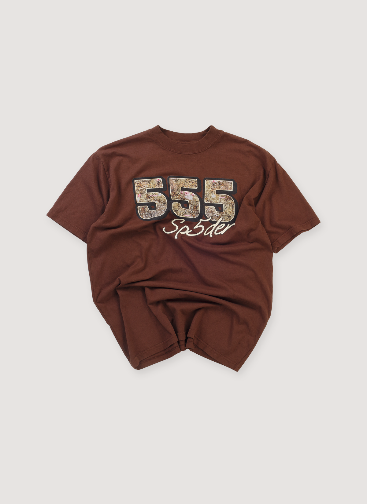 Sp5der Worldwide 555 Tee Shirt Brown (Pre-Owned) front view Sp5der Worldwide 555 Tee Brown (Pre-Owned) - Image 1 | Authenticated at Pieces Los Angeles
