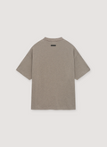 Essentials Jersey Crewneck Tee Shirt Heather Grey with printed logo, rib knit collar, rubberized logo, back view Essentials Jersey Crewneck Tee Heather Grey - Image 2 | Authenticated at Pieces Los Angeles