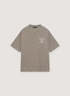 Essentials Jersey Crewneck Tee Shirt Heather Grey with printed logo, rib knit collar, rubberized logo, front view