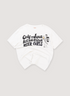 Kapital Tenjiku Crew Tee Shirt White (Pre-Owned) with printed logos, ribbed neck, black text says Only in Japan Baseball Stadium Beer Girls with a graphic of a girl holding beer, front view