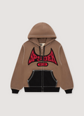 Sp5der Worldwide T&F Zip Sweatshirt Brown Sp5der Worldwide T&F Zip Sweatshirt Brown - Image 1 | Authenticated at Pieces Los Angeles