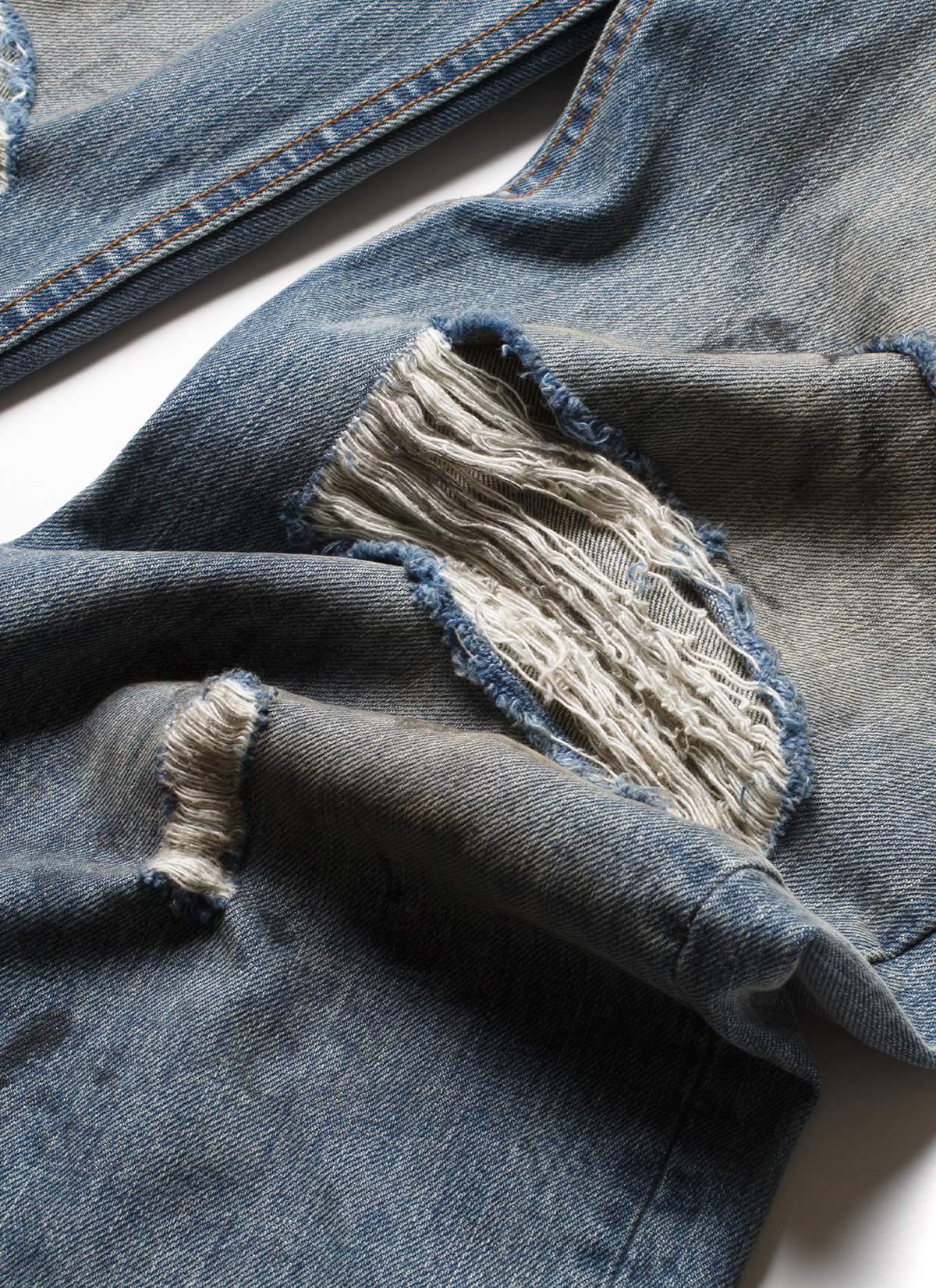 Pieces Thrashed Denim Dirty Indigo Pieces Thrashed Denim Dirty Indigo - Image 5 | Authenticated at Pieces Los Angeles