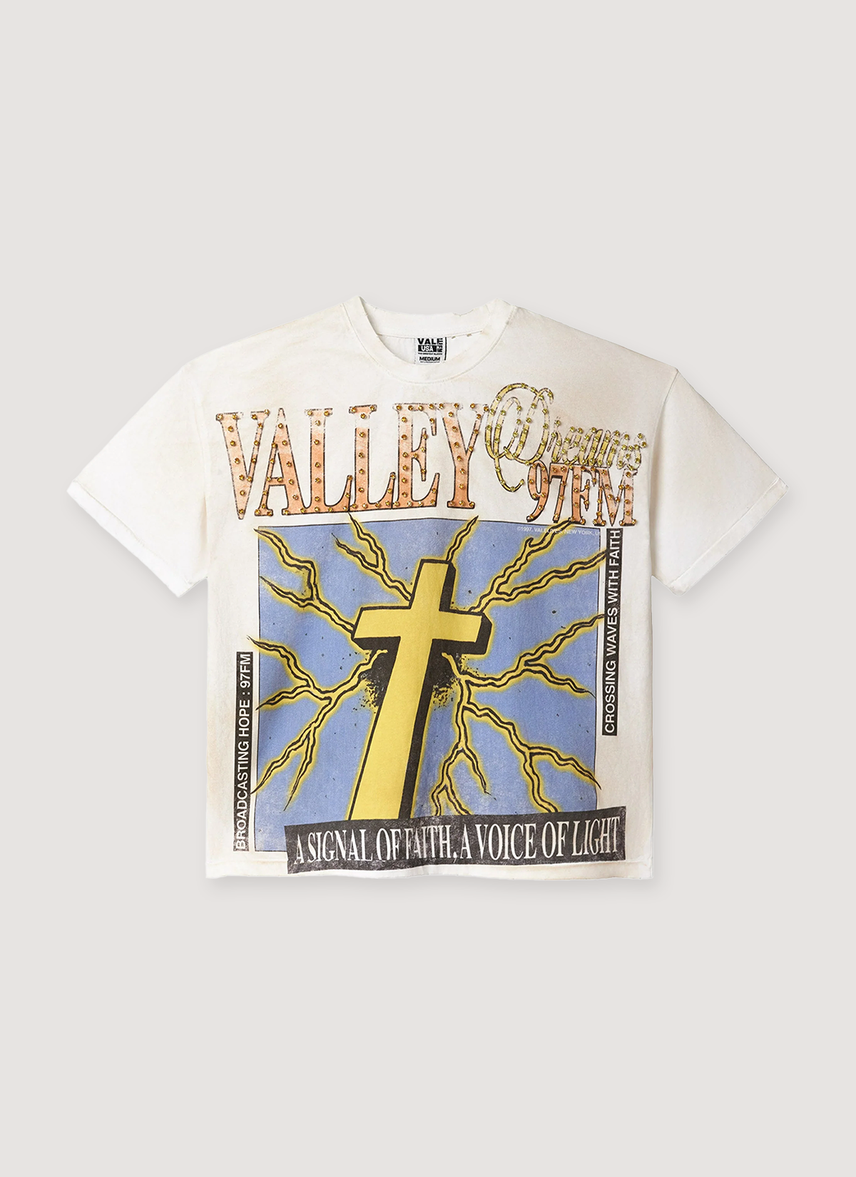 Vale Forever Thunder Cross Bling Tee Vintage White