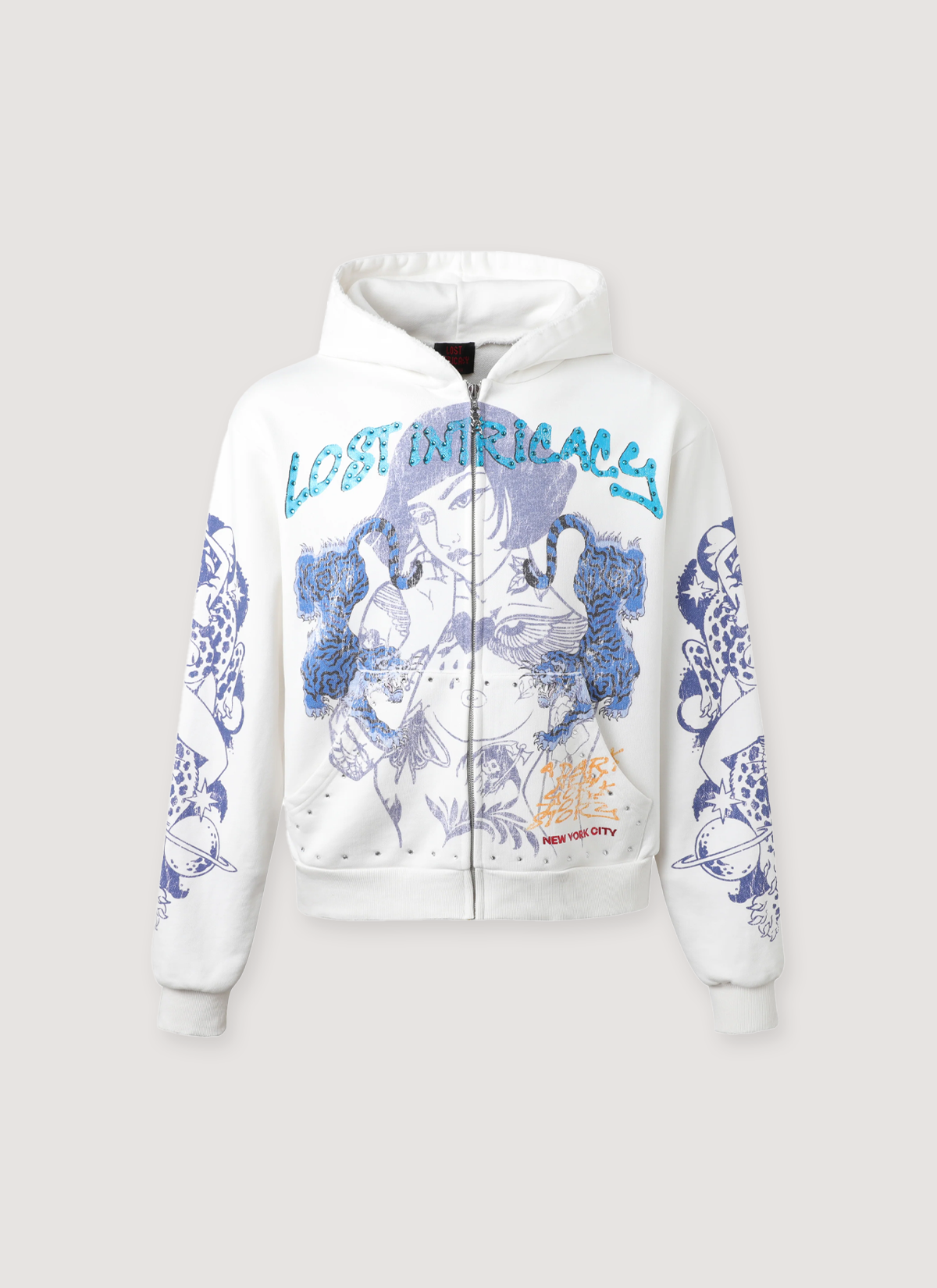 Lost Intricacy Twin Tiger Zip Up White