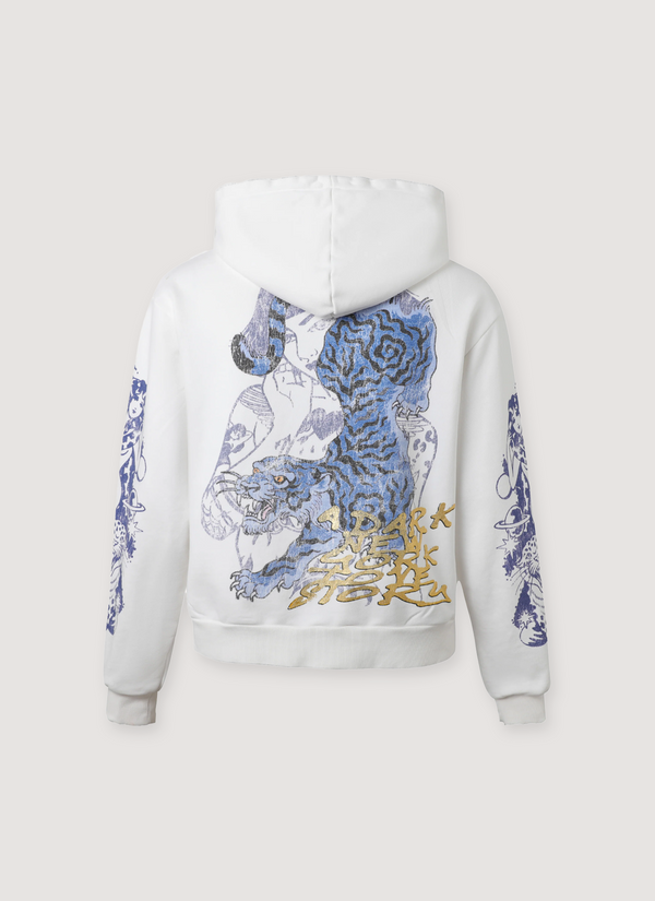 Lost Intricacy Twin Tiger Zip Up Sweatshirt White alternate view - Shop at Pieces Los Angeles