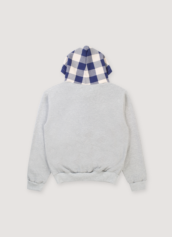Pieces TKYPD Plaid Hooded Zip Up Sweatshirt Heather Grey alternate view - Shop at Pieces Los Angeles
