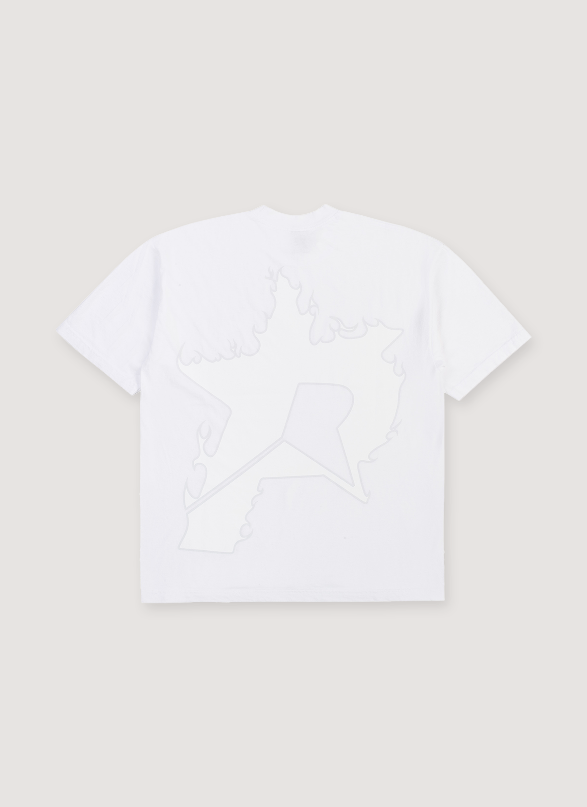 Pieces P Star Flame Tee Tonal White