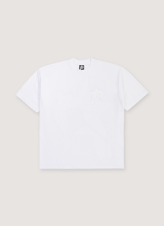 Pieces P Star Flame Tee Tonal White