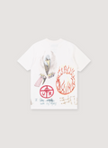 Travis Scott Tournee Tee Shirt White with faded graphics all over, back view Travis Scott Tournee Tee White - Image 2 | Authenticated at Pieces Los Angeles