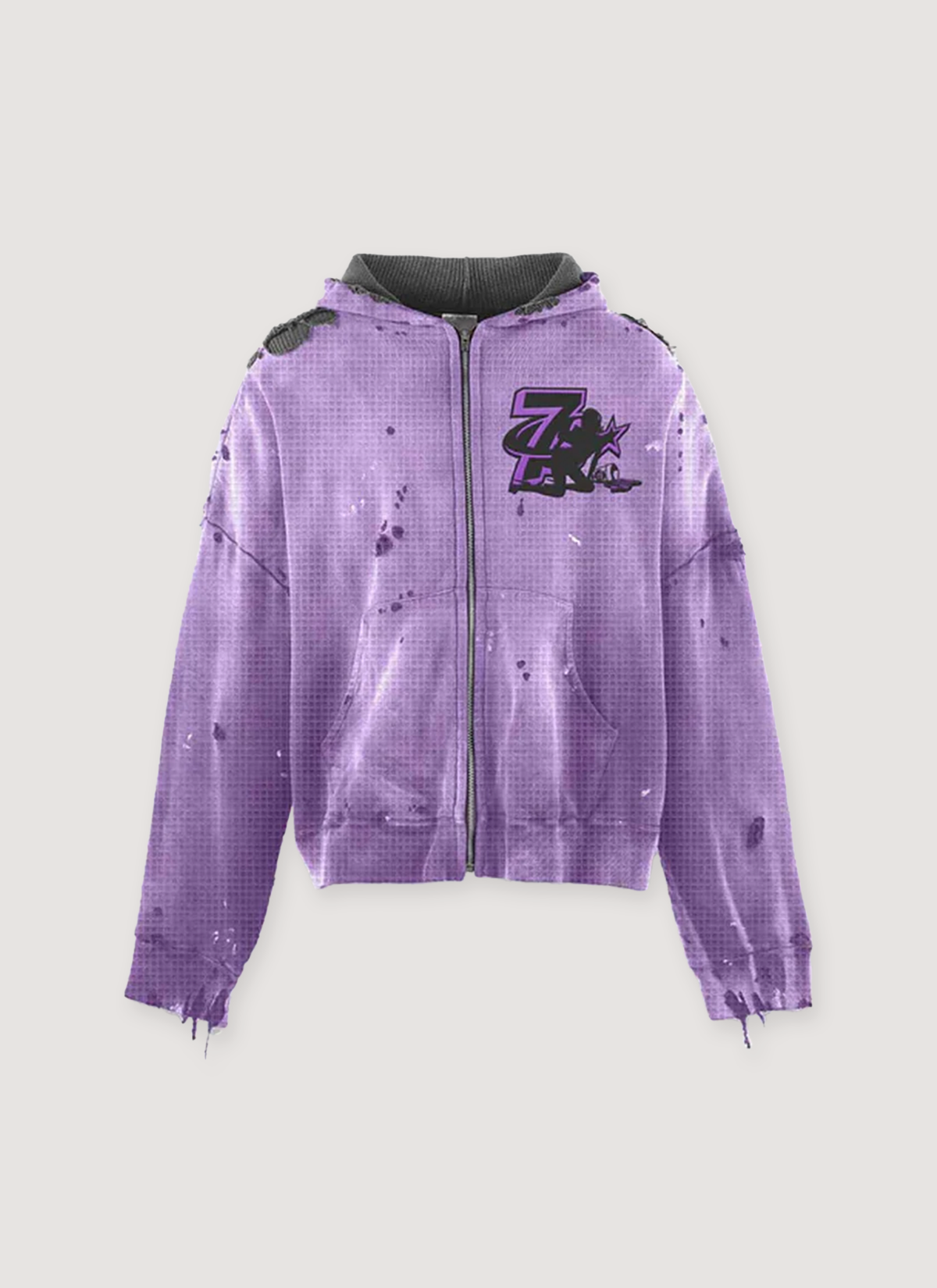 Trap Reversible Zip Up Sweatshirt Purple Black