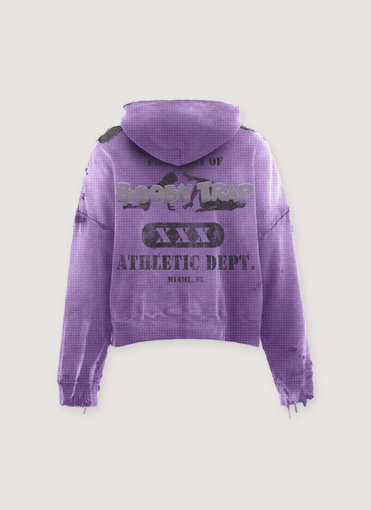 Trap Reversible Zip Up Sweatshirt Purple Black
