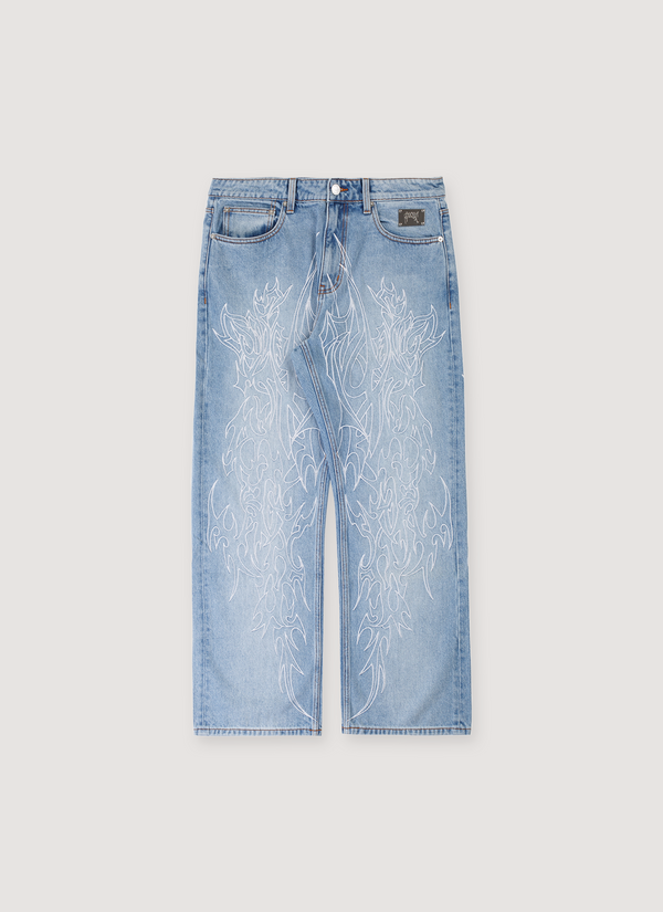 Revenge Tribal Cross Denim Jeans Indigo Tribal Cross Denim Jeans Indigo - Authenticated Jeans | Pieces Los Angeles