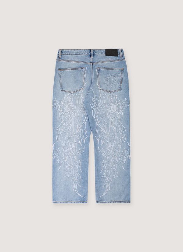 Revenge Tribal Cross Denim Jeans Indigo alternate view - Shop at Pieces Los Angeles