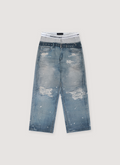 Project G/R Trompe-L'oeil Denim Printed Pants Blue Project G/R Trompe-L'oeil Denim Printed Pants Blue - Image 1 | Authenticated at Pieces Los Angeles