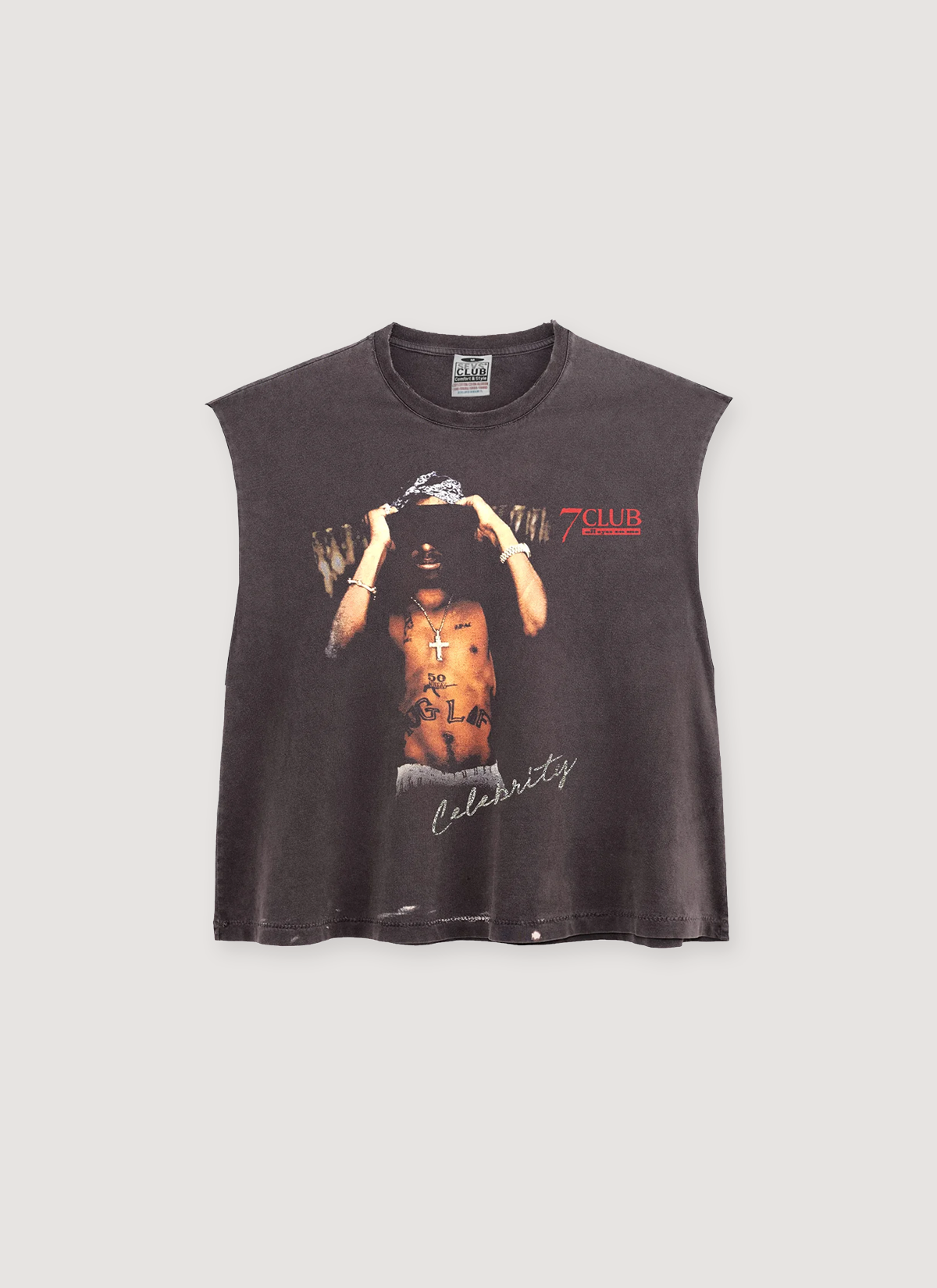 Triple Sevens Tupac Cut Off Vintage Black