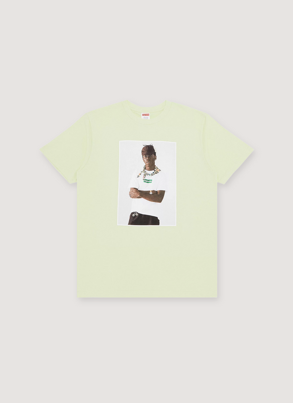 Supreme Tyler, The Creator Tee Shirt Pale Mint Green with graphic of Tyler, front view Tyler, The Creator Tee Pale Mint - Authenticated T-shirts | Pieces Los Angeles