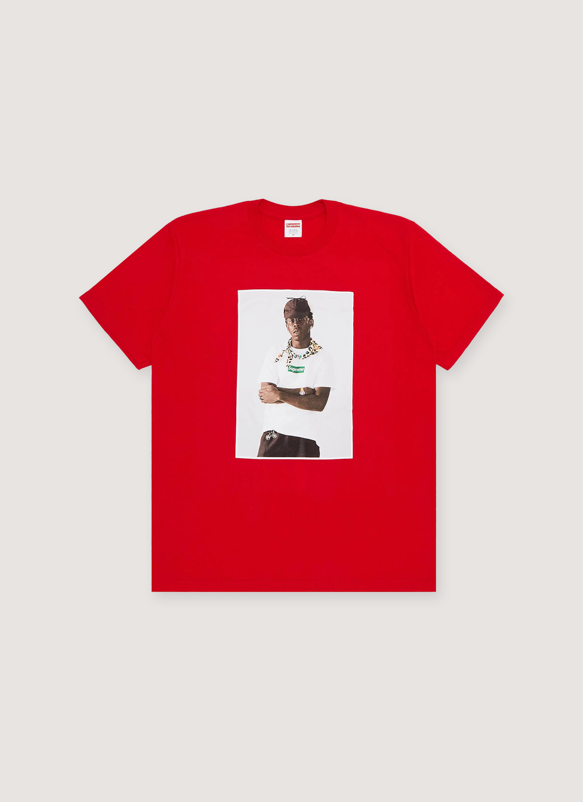 Supreme Tyler, The Creator Tee Red graphic logo, front view