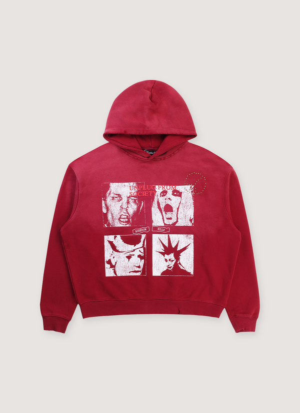 Boredom Kills Unplug Sweatshirt Red alternate view - Shop at Pieces Los Angeles