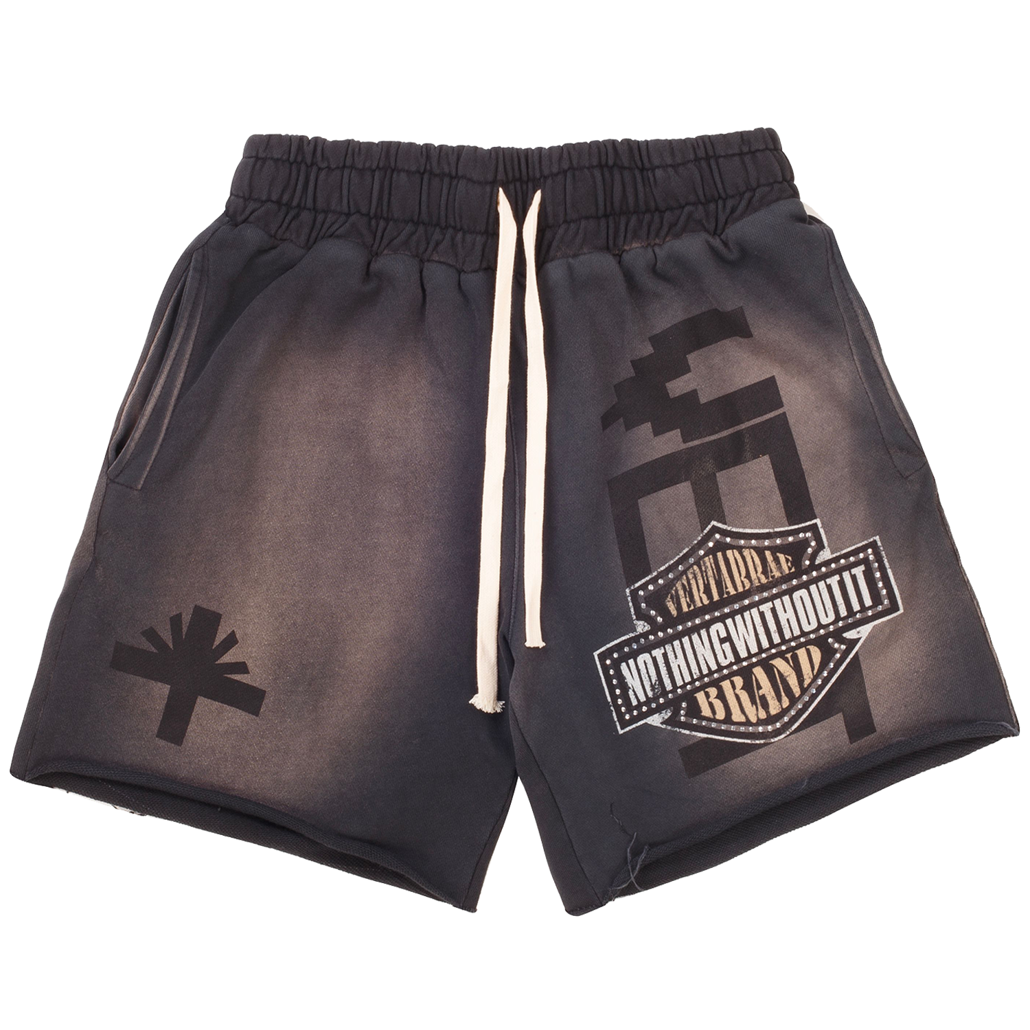 Vertabrae Harley Double Emblem Shorts Black