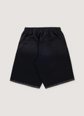 Boredom Kills BK Villa Shorts Black with single needle hem detail  back view Boredom Kills BK Villa Shorts Black - Image 2 | Authenticated at Pieces Los Angeles