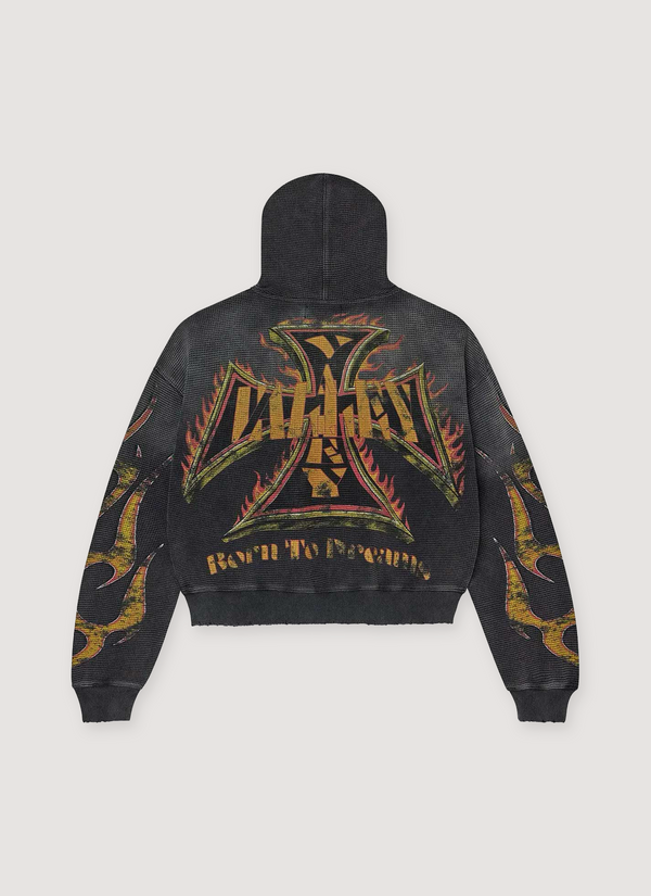 Vale Forever Reborn Waffle Zip Up Sweatshirt Black alternate view - Shop at Pieces Los Angeles