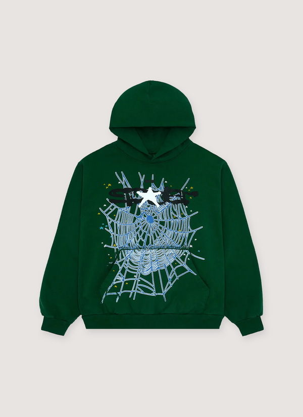 Sp5der Worldwide Web Sweatshirt Hunter Green Web Sweatshirt Green Blue - Authenticated Sweatshirts | Pieces Los Angeles