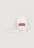 Supreme Denim Mini Utility Bag White with water resistant Cordura nylon, embossed logo lining, additional zip, interior pocket, adjustable shoulder strap, embossed 3M logo, woven logo Supreme Denim Mini Utility Bag - Image 4 | Authenticated at Pieces Los Angeles