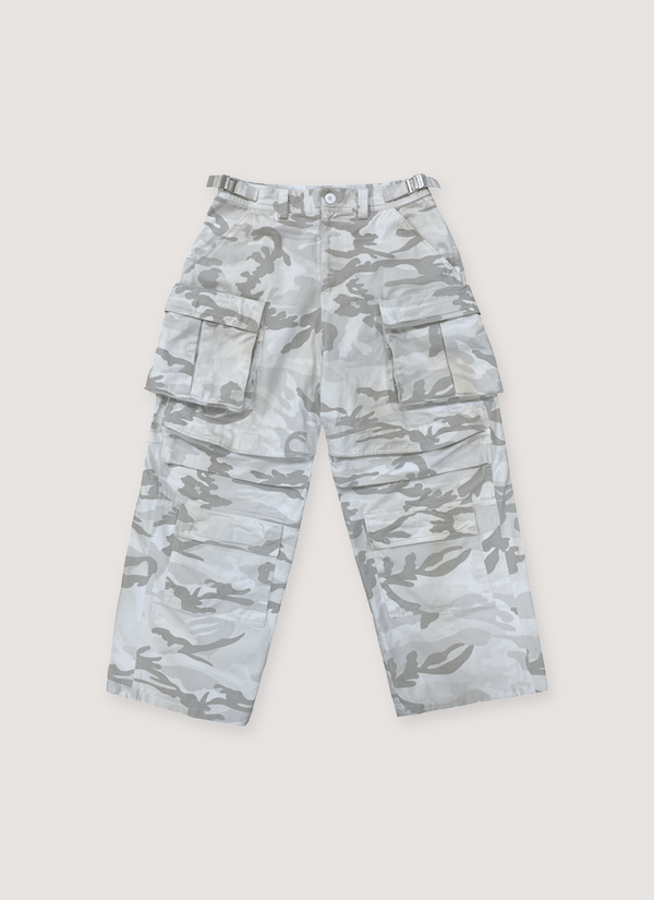 Project G/R Washed Cargo Pants White Camo Washed Cargo Pants White Camo - Authenticated Trousers | Pieces Los Angeles