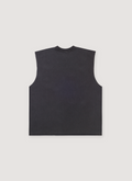 Basketcase Gallery Wildcat Cut Off Tee Vintage Black Tank Top, 330 gsm 9.5 oz cotton, vintage pigment dye, back view Basketcase Gallery Wildcat Cut Off Tee Vintage Black - Image 2 | Authenticated at Pieces Los Angeles