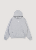Pieces Wired Sweatshirt Heather Grey hoodie with small P star logo and three wired stripes going down the sleeves like Adidas, front view Pieces Wired Sweatshirt Heather Grey - Image 1 | Authenticated at Pieces Los Angeles