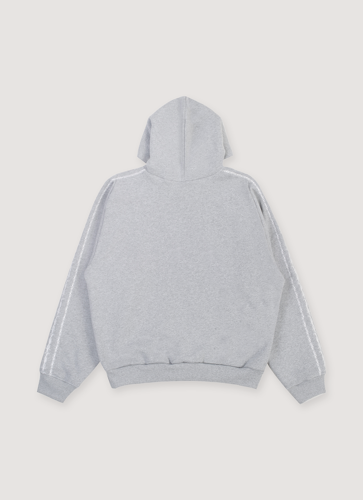 Pieces Wired Sweatshirt Heather Grey hoodie with  three wired stripes going down the sleeves like Adidas, back view