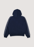 Pieces Wired Sweatshirt Navy Blue with 3 white barbed wire lines running down the sleeves like Adidas,  back Pieces Wired Sweatshirt Navy - Image 2 | Authenticated at Pieces Los Angeles